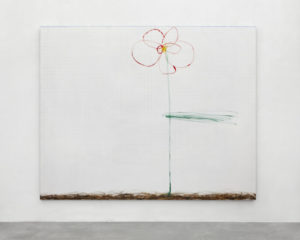 Luca Bertolo, Il fiore di Anna #2, 2019, olio e pastelli su tela, 200 x 250 cm, courtesy Spazio A, Pistoia